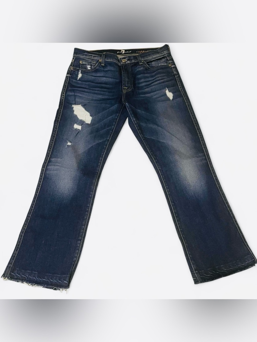 7 For All Mankind Indigo Cropped Boot Jeans